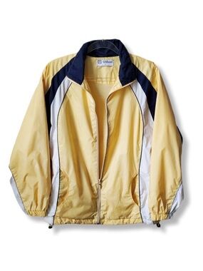 80s 90s Unisex Wilson Pastel Yellow Zip Windbreaker Jacket M Preppy Tenniscore